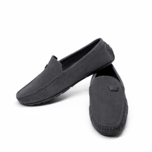 premium grey suede driving loafers | lightweight comfortable slip on casual shoes | smart casual & party wear | uk 6–9